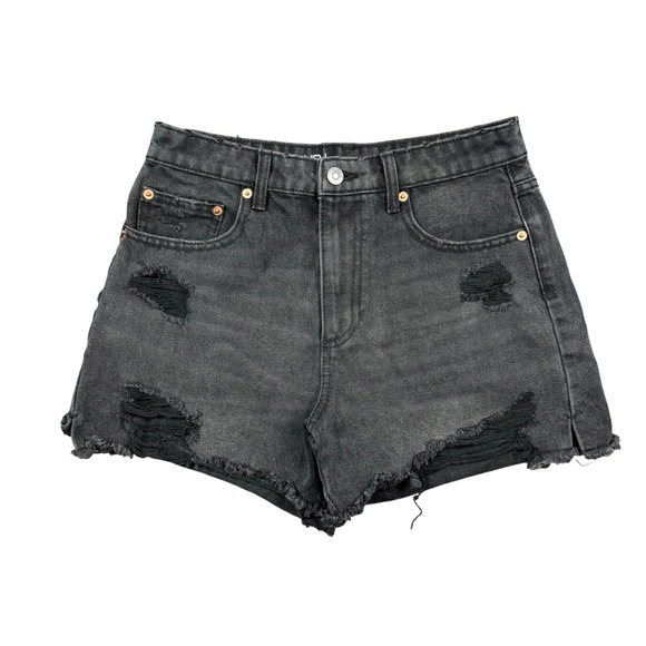 No Boundaries Pants - High Rise Denim Jean Shorts Jorts Women 7‎ Black Distressed 3" Inseam Y2K Style